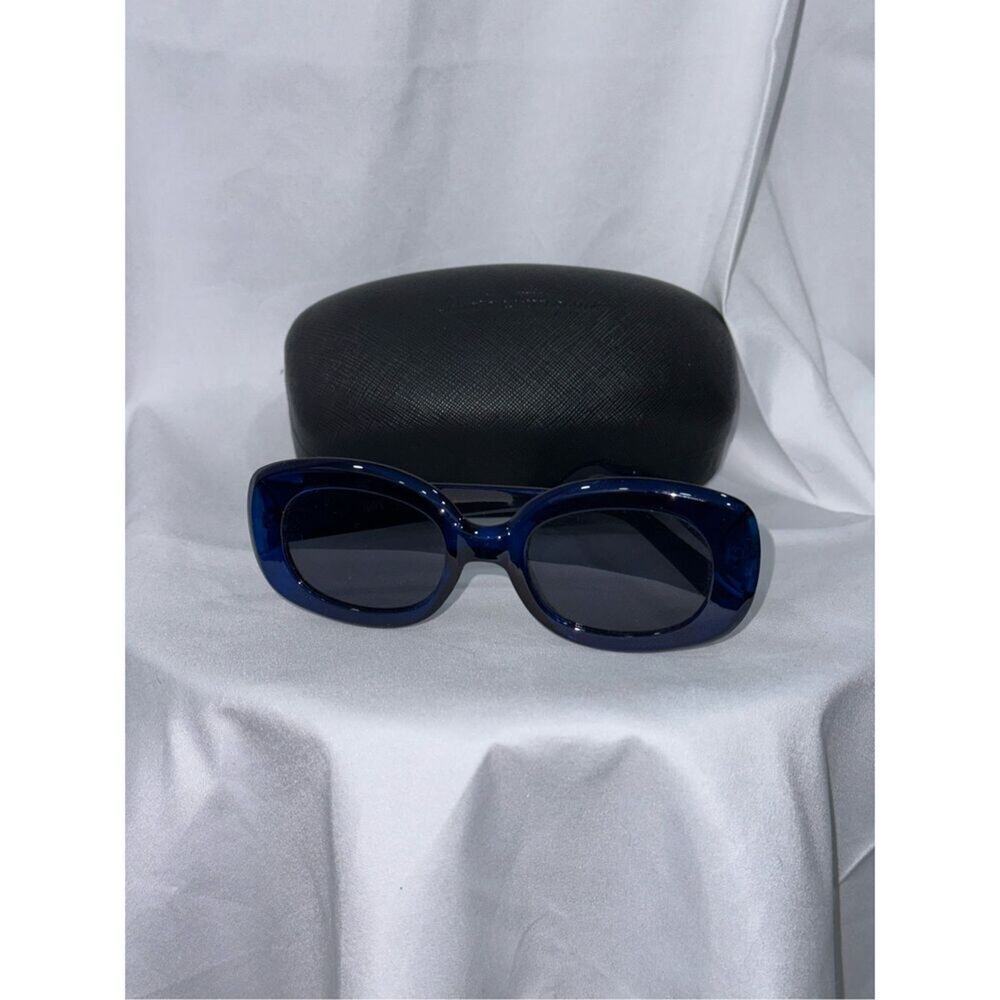Blue Rounded Rectangle Sunglasses With Case | Sz … - image 3